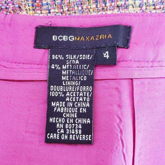 BCBGMAXAZRIA Tweed Silk & Metallic Blend Skirt Barbie Style Business/Career SZ 4 - Picture 5 of 8